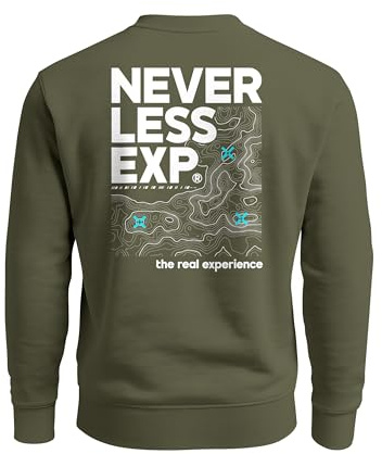 Neverless® Sweatshirt Herren Pullover mit Backprint Typographie Outdoor Topografie Grafik Fashion Streetwear