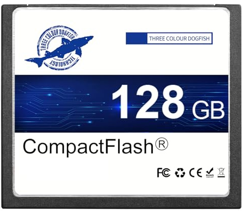 Dogfish Compact Flash Memory Card 128GB 800X FAT32 CF Memory Card | for Professional Photography and Vintage Digital Camera