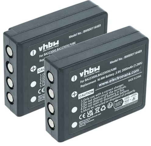 vhbw 2X Akku Ersatz für HBC FBFUB09N | BA223031, BA223001, FUA39, BA223000, BA223030 für Fernbedienung Remote Control (2000 mAh, 3,6 V, NiMH)