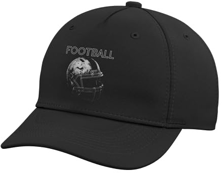 American Football Helmet 3D - Vintage Football Lover Adjustable Printed Baseball Hat, Black