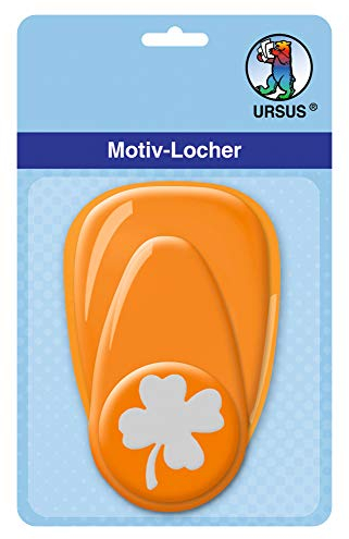 Ursus 19480015 - Motivlocher mit Hebel, mittel, Kleeblatt, ca. 25,4 mm, orange