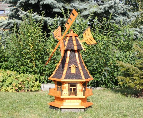 Gartenwindmühle mit Solar schwarz Typ 4.1