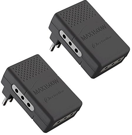 Electraline 92309 Set 2 Steckdosenadapter, 3-Fach, 10 A, Schwarz