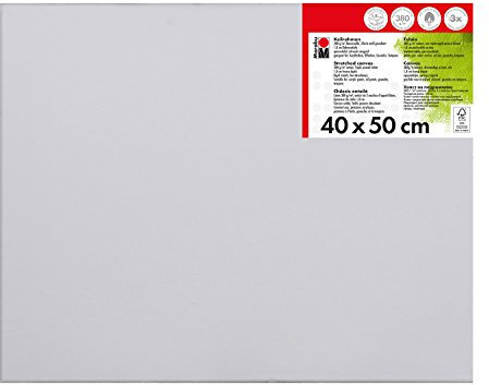 Marabu 1616000000401 - Keilrahmen, ca. 40 x 50 cm, Rahmentiefe ca. 1,8 cm, weiß, mit 380 g/qm Baumwolle bespannt, 3 fach grundiert, leicht saugend, für Acryl-, Öl-, Gouache- und Temperafarben