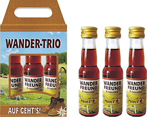 3er Kräuterlikörbox Kräuterlikör Box 3 x 0,02 L 32% vol. für Männer Männergeschenk Hobby zum Geburtstag zum Männertag wandern Wander Freund Wanderfreund (Wander Trio 52066)