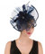 Fascinator Hat Feather Mesh Net Veil Party Hat Flower Derby Hat with Clip and Hairband for Women (A1-Large Navy Mash)