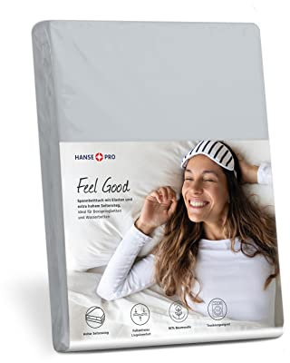 HANSE PRO Spann-Betttuch 180x200-200x220 cm I Spann-Bettlaken I Laken I für Boxspring-Betten und Wasserbetten I Steghöhe bis 30 cm I Premium-Qualität I Farbe Graphit