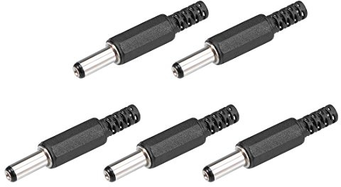 sourcing map 5Stk. DC Stecker Verbinder 5,5mm x 2,5mm x 14mm Strom Kabel Adapter für CCTV-Kamera, LED-Leiste leuchtet, Schwarz