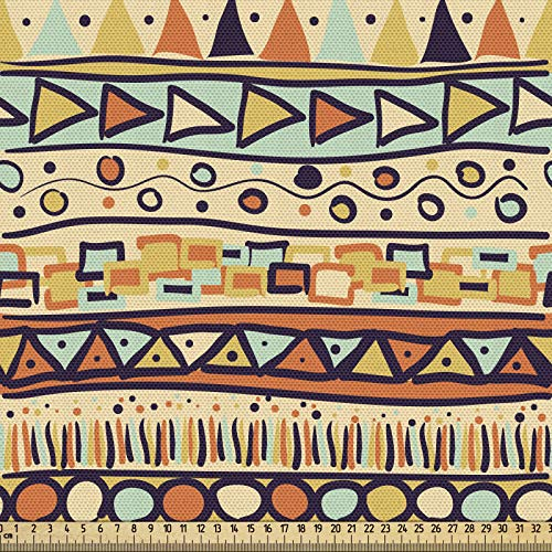 ABAKUHAUS Primitive Gewebe als Meterware, Mexikanische ethnische Art, Schön Gewebten Stoff für Polster und Wohnaccessoires, 1M (148x100cm),Hellgelb Orange