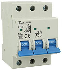 Interruttore Magnetotermico Automatico, 3P 220V e 380V 6kA, Per Mono Fase e Trifase, MCB 3P C16 16A