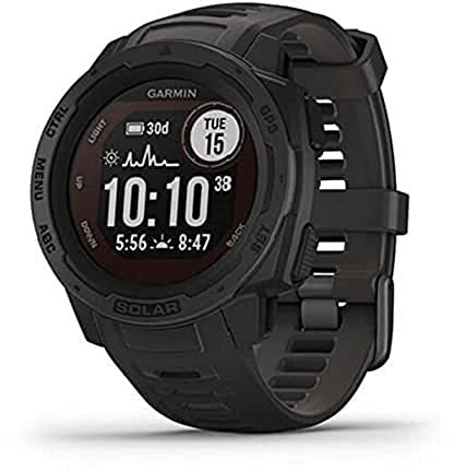 Garmin Instinct Solar, Smartwatch robusto per esterni con funzionalità di ricarica solare, app sportive integrate e monitoraggio della salute, grafite