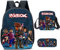 Boys Roblox Backpack with Lunch Box & Pencil Case, Girls Student Book Bag Kids School Backpack Laptop Backpack Teens Game Travel Bag (Style 2)