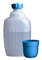 hünersdorff Campingflasche-Vorratsflasche aus HD-PE, 500ml, naturfarben, mit blauem Trinkbecher, Natur
