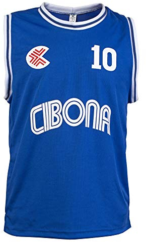 Classic Dražen Petrovic KK Cibona Zagreb Retro Basketball League Play 10 Trikot, blau, S