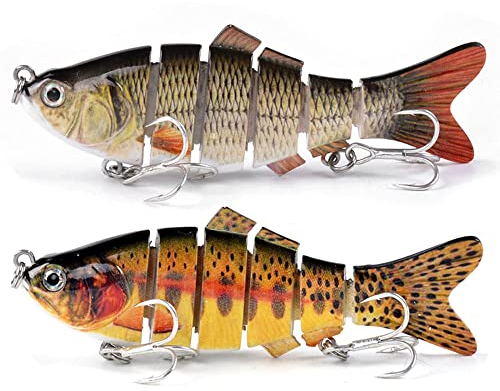 2 Stück Köder Kunstköder Set, Hecht Köder Set, Realistische Schwimmköder, Angelköder Fische Angeln Set, Mehrgelenkiger Fischköder, Kunstköder Wobbler, Schwimmende Köder Für Bass Wels Hecht