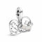 PANDORA Katzen & Herz Charm-Anhänger aus Sterling-Silber mit Zirkonia Steinen Moments Collection