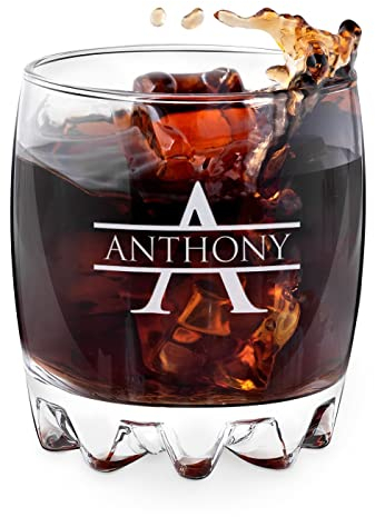 Maverton Universal Whiskey Glass - Personalised Tumbler for Whiskey, Bourbon and Scotch - Drinking Glass Cup - Personalised Whisky Gift for Men - Gift idea - Name and Letter