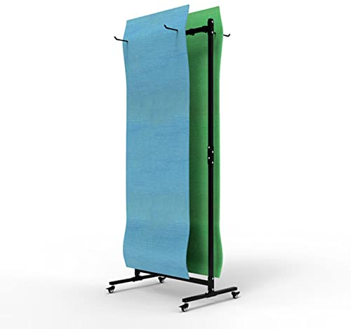 LWMD Yogamatten Halter Hoher Boden Yogamattenständer mit Rädern, Großer Aufbewahrungswagen Aus Schwarzem Metall für 40 Gymnastikmatten/Pilatesmatten, Freistehender Home/Gymmore-Halter