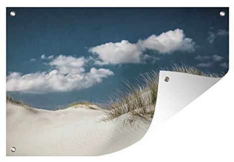 MuchoWow Outdoor-Poster Poster Wanddeko draußen Deko Garten Gartenposter 90x60 cm Gräser wachsen auf den weißen Sanddünen