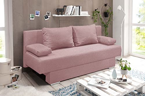Froschkönig24 Melanie Schlafsofa Schlafcouch Polstergarnitur 196 x 92 cm Rosa/Rosa