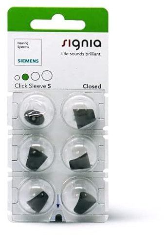 Sivantos Signia Click Sleeves Closed (6 Stück) für Siemens, Signia und Audio Service IdOs und Ex-Hörer (S)