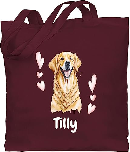 Baumwolltasche - Hunde - Golden Retriever - Hundebesitzern Geschenk - Unisize - Bordeauxrot - tasche hund hundebesitzer einkaufstasche geschenke für hundefans hundemotiv jutebeutel personalisierte