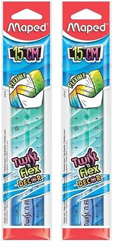 Maped - flexibles Lineal TWIST´n FLEX DECOR, 15 cm - Das Original! Mit neuem Farb-Verlauf - verschiedene Farb-Verläufe (Packung mit 2)