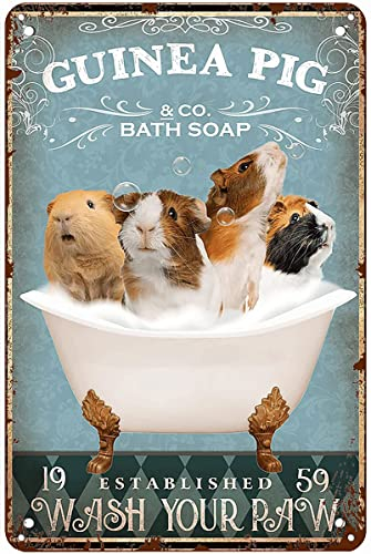 Lustiges Meerschweinchen-Dekor, Badezimmer-Dekoration, Badewannen-Dekoration, Meerschweinchen-Liebhaber, Meerschweinchen, Vintage-Stil, Metall-Blechschild, Zuhause, Wohnzimmer, Küche, Esszimmer,