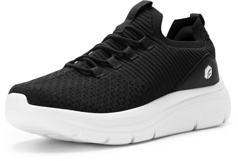 FitVille Slip On Sneakers Herren Walkingschuhe Extra Weit Sportschuhe Leichte Laufschuhe Atmungsaktive Jogging Fitness Outdoor Gym Schlüpfen Schuhe,Schwarz,43 EU,Weit