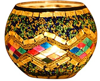 Beaupretty Mosaik-Kerzenhalter Votiv-Teelichthalter Romantischer Glas-Kerzenhalter Für Weihnachten Hochzeit Party
