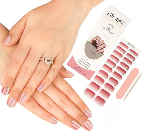 ZAHRVIA Semi Cured Gel Nail Wraps, 20 Pcs Gel Nail Polish Strips for Salon-Quality Manicure Set with Nail File & Wooden Cuticle Stick