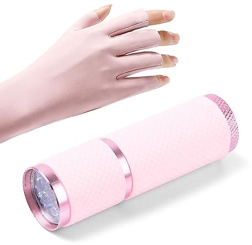 HawZeerLy Mini Nail Polish Flashlight with 1 Pcs Anti UV Gloves Light Handheld Nail Dryer Nail Cure LED Portable Light Nail Flashlight for Nail Drying