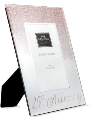 Rose Gold Glitter 25th Anniversary photo frame