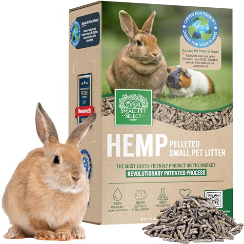 Small Pet Select - Hemp Pelleted Bedding, Non-Clumping, Biodegradable Animal Bedding, Eco Friendly Odor Control for a Rabbits, Hamsters, Guinea Pigs, and Other Small Pets, 20 lb