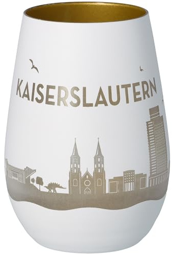 Goodtimes Windlicht Kaiserslautern Skyline (Weiß & Gold)