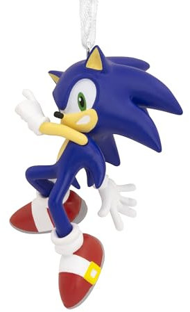 Hallmark Sonic The Hedgehog - Adorno Colgante Retro, decoración de árbol de Juegos Retro, Adorno Colgante de Resina, Adorno Colgante de Navidad, Regalos para Navidad