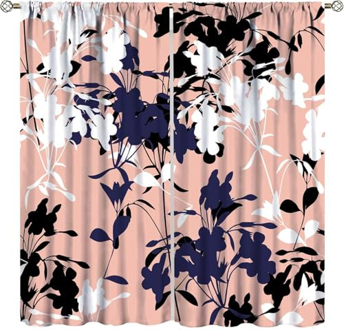 Vorhang Blickdicht 3D Druck Rose Muster Verdunkelungsvorhänge 140 (B) X 160 (H) cm Gardinen Mit Ösen Wohnzimmer Schlafzimmer Kinderzimmer Thermovorhang Ösenschal 2Er Set 9426351325684