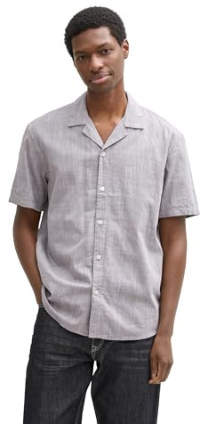 TOM TAILOR Denim Herren Relaxed Fit Kurzarmhemd aus Baumwolle