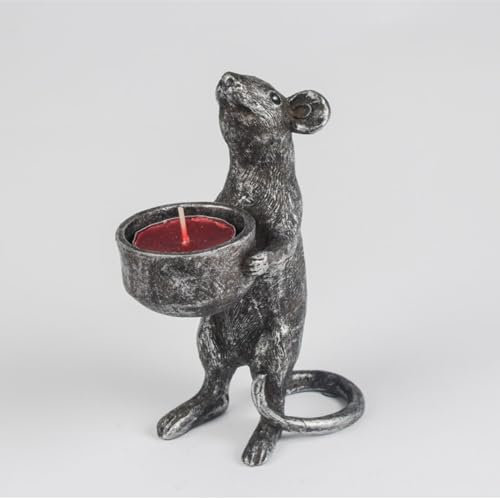 Resin Mouse Shaped Tealight Holder Antique Mice Candle Shelf Sitter Tabletop Ornament