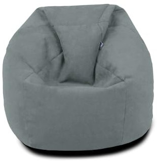 rucomfy Beanbags Plush Children's Bean Bag Chair with Filling Included - Large Durable Bean Bag Seat for Kids - Machine Washable Boys & Girls Beanbag Chair Cover for Bedroom & Playrooms (Grey)