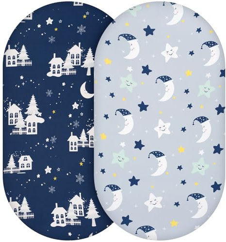 Yukkidds 2er Pack Baby Spannbettlaken Spannbetttücher 81 x 41 cm Elastizität Atmungsaktiv Mikrofaser Matratzenbezug Laken für Kinderbett Beistellbett Babybett, Dunkelblau