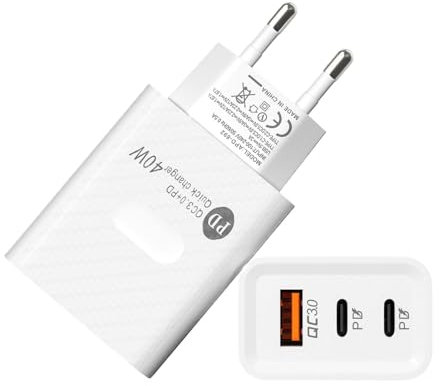 Chargeur USB multiport, chargeur mural de type C,Chargeur de téléphone chargeur USB | Adaptateur de type C 40 W, adaptateur de prise de voyage, charge rapide, chargeur mural à 3 ports pour smartphone,