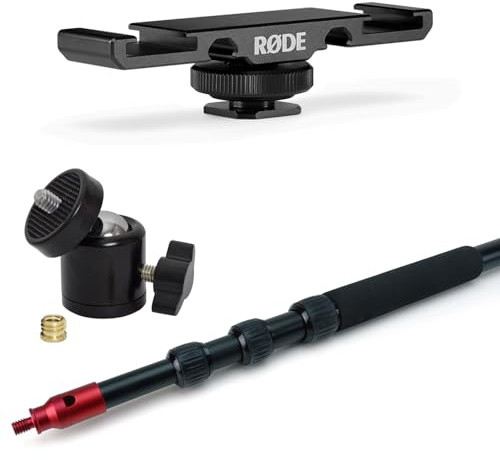 keepdrum MK3500 Boom Pole Extendible up to 3.5 m with Bag and Dual Hot Shoe Adapter