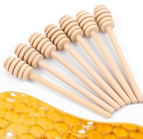 Dimeho Honey Mixing Stirrer 10 Pcs Wooden Honey Dipper Sticks Honeys Comb Stick Wood Honeys Spoon Wand for Collecting Dispensing Drizzling Jam, 5.9 Inches