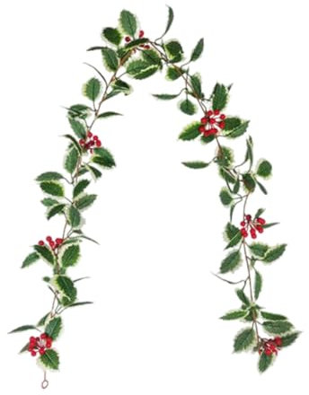 Weihnachtsgirlande künstliche Stechpalme Blätter und Beeren Girland