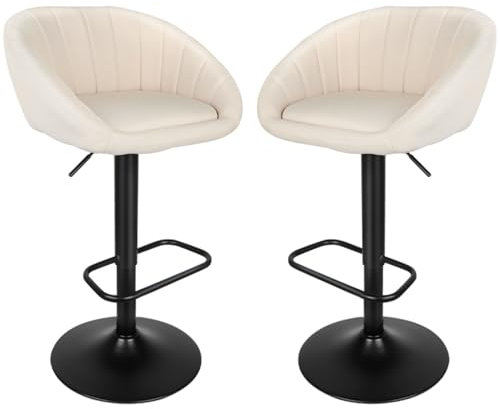 MUL-BOUTIQUE Barhocker aus Edelstahl mit Sitz aus Flanell, ergonomisches Design, nordischer Stil (52 x 40 x 75 cm, gebrochenes Weiß)