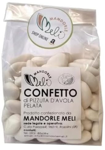 Confetti Mandorla Azzurro - Mandorle Siciliane Pizzuta d'Avola Pelate Ricoperte di Zucchero - Ideali per Matrimonio, Laurea, Comunione e Battesimo (500g)