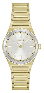 BOSS Uhr mit DREI-Zeiger-Quarzwerk für Damen Kollektion Candor Ladies Sport mit Helles Gelbgold Edelstahlarmband - 1502789