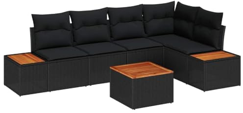 vidaXL Garten-Sofa-Set 5 STK. 5-Sitzanzahl Schwarz Poly Rattan