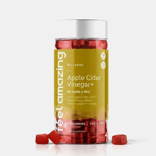 Feel Amazing Apple Cider Vinegar Gummies – ACV Supplement with Vitamin C & Chromium – Immune Support, Metabolism Support & Daily Wellness – Vegan Pectin Gummies Natural Apple Flavour – 60 Gummies
